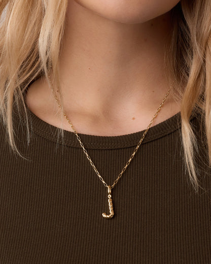 Crew Alphabet Statement Charm Necklace || option::18K Gold Plated, J