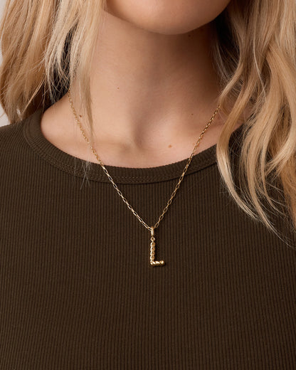 Crew Alphabet Statement Charm Necklace || option::18K Gold Plated, L