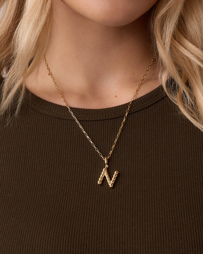 Crew Alphabet Statement Charm Necklace || option::18K Gold Plated, N