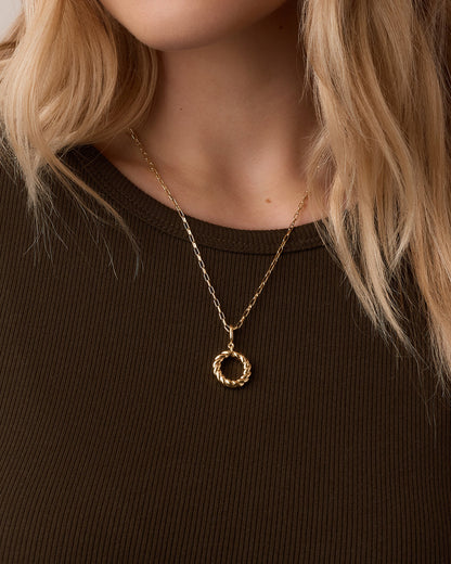 Crew Alphabet Statement Charm Necklace || option::18K Gold Plated, O