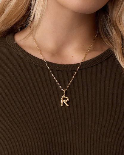 Crew Alphabet Statement Charm Necklace || option::18K Gold Plated, R