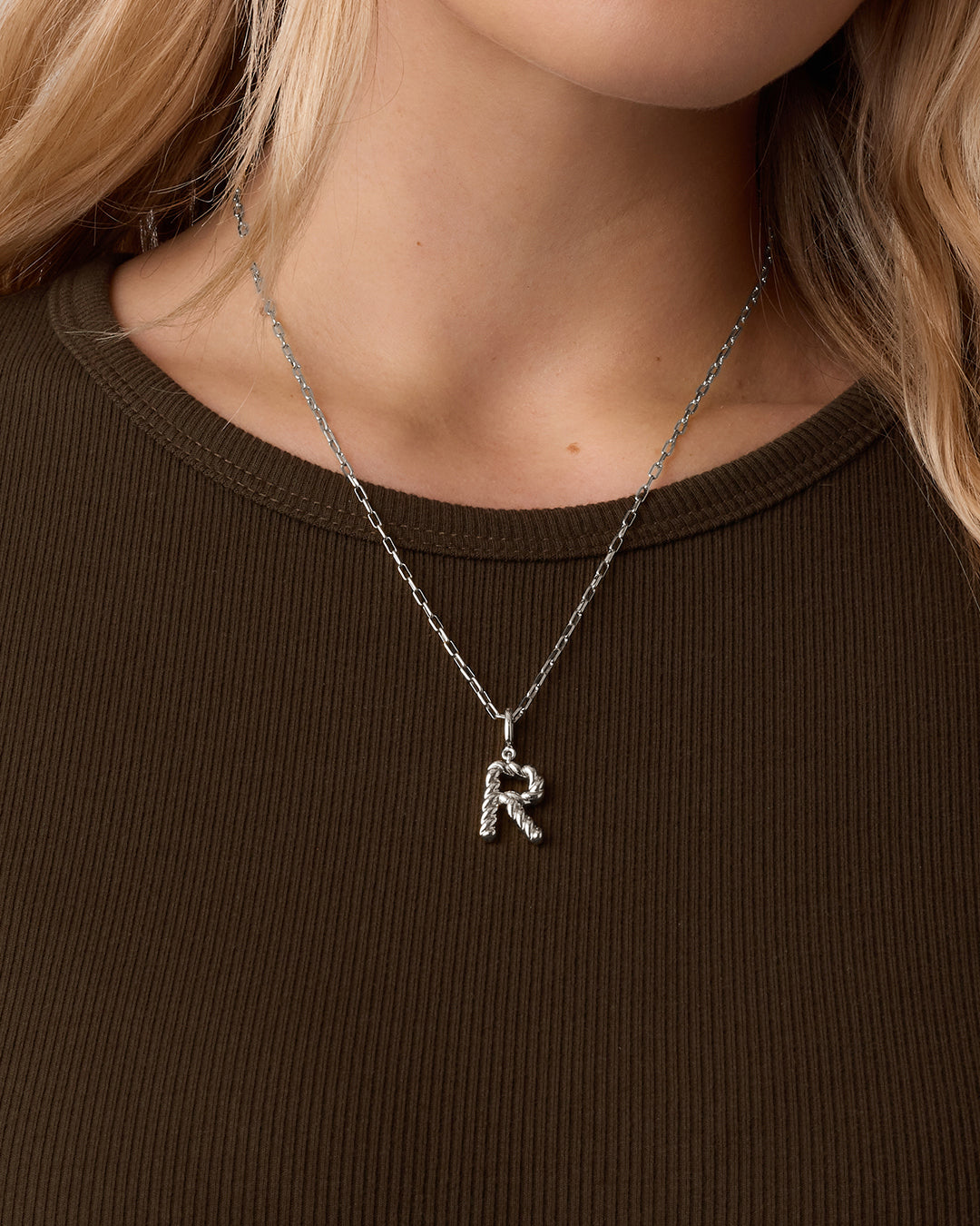 Crew Alphabet Statement Charm || option::Silver Plated, R