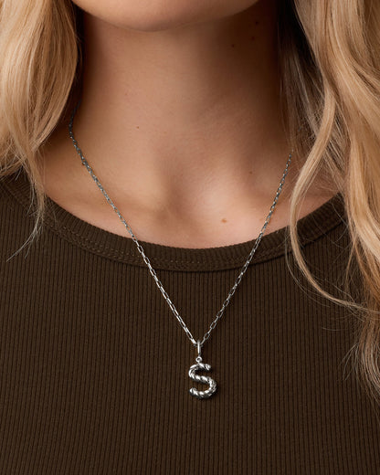 Crew Alphabet Statement Charm Necklace || option::Silver Plated, S