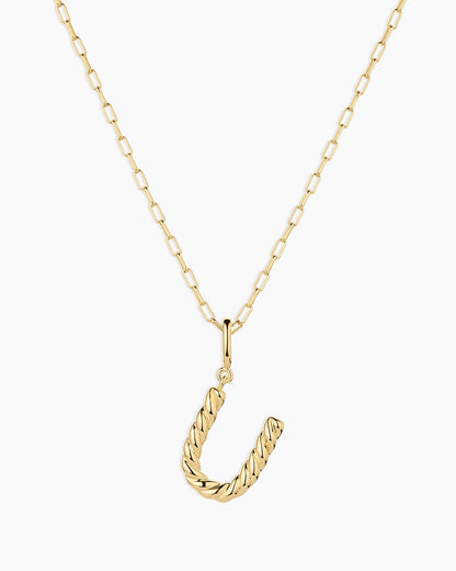 Crew Alphabet Statement Charm Necklace || option::18K Gold Plated, U