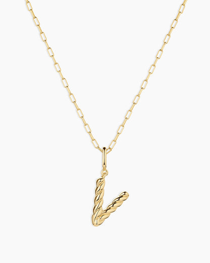 Crew Alphabet Statement Charm Necklace || option::18K Gold Plated, V