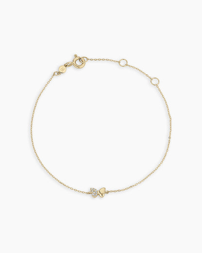 Diamond Bond Butterfly Bracelet || option::14K Solid Gold, Single - Diamonds Left