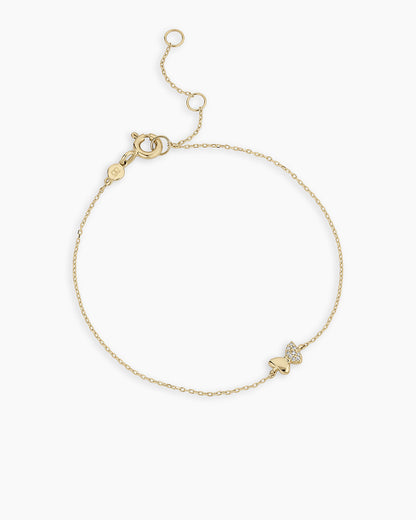 Diamond Bond Butterfly Bracelet || option::14K Solid Gold, Single - Diamonds Right