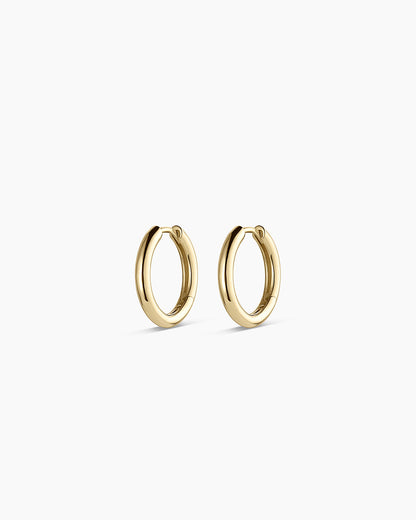 14K Gold Everyday Huggies || option::14K Solid Gold, 13mm