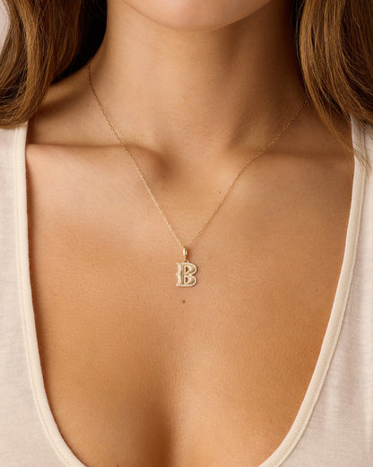 Diamond Era Alphabet Charm || option::14K Solid Gold, B