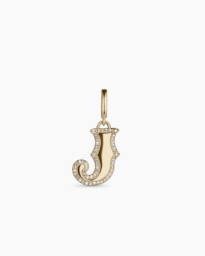Diamond Era Alphabet Charm || option::14K Solid Gold, J