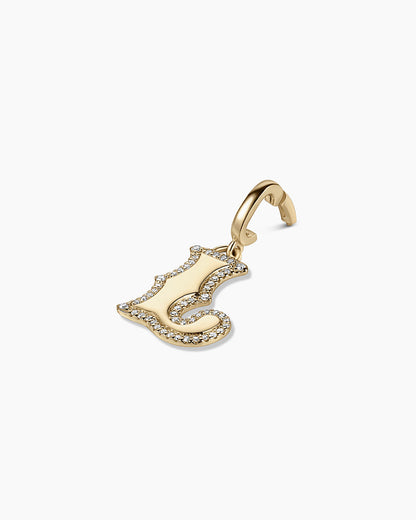 Diamond Era Alphabet Charm || option::14K Solid Gold, L