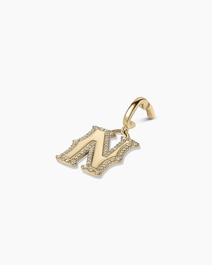 Diamond Era Alphabet Charm || option::14K Solid Gold, N