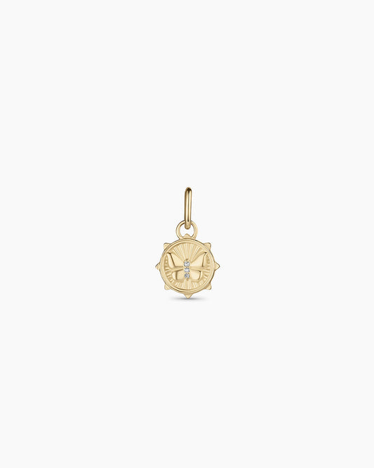 Diamond Butterfly Charm || option::14K Solid Gold