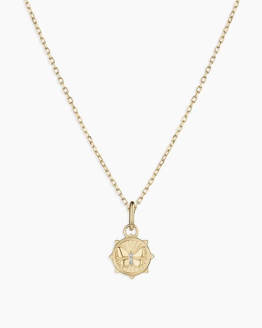 Diamond Butterfly Charm Necklace || option::14K Solid Gold
