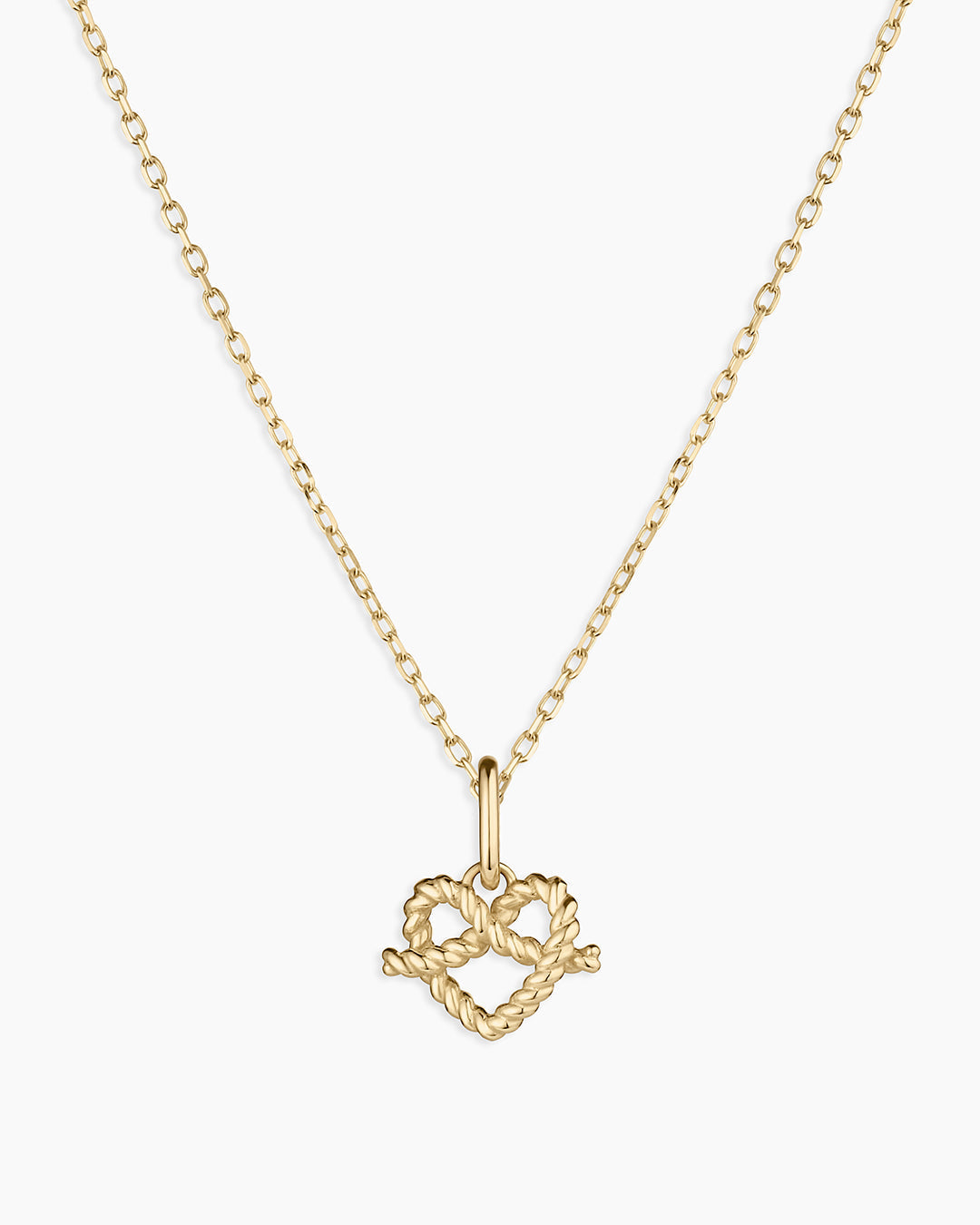 14K Gold Love Knot Charm Necklace || option::14K Solid Gold