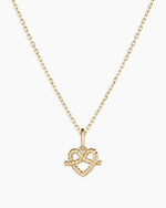 14K Gold Love Knot Charm Necklace || option::14K Solid Gold