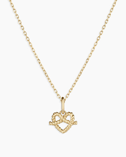 14K Gold Love Knot Charm Necklace || option::14K Solid Gold
