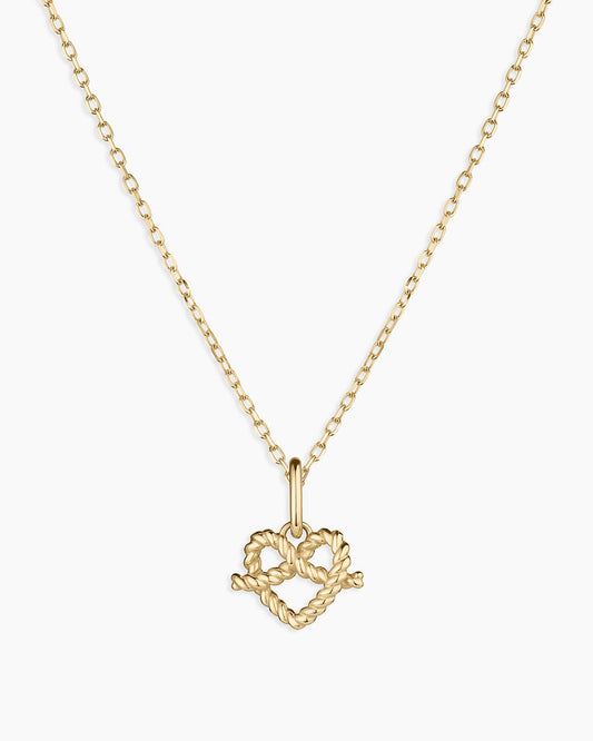 14K Gold Love Knot Charm Necklace || option::14K Solid Gold