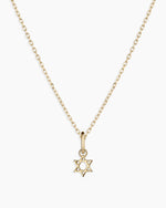 14K Gold Star of David Charm Necklace || option::14K Solid Gold