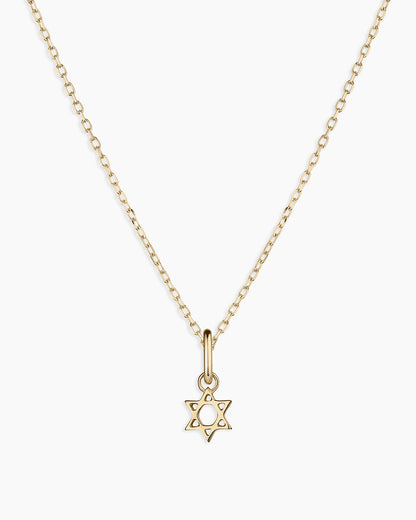 14K Gold Star of David Charm Necklace || option::14K Solid Gold