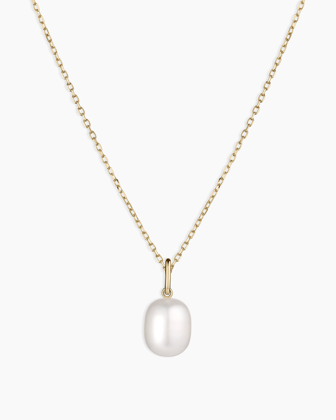 14K Gold Pearl Charm Necklace || option::14K Solid Gold