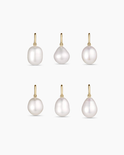14K Gold Pearl Charm Necklace || option::14K Solid Gold