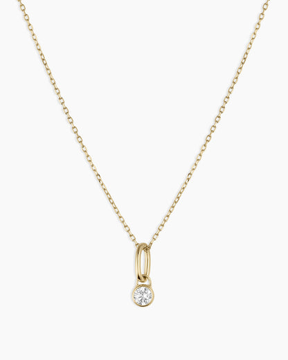 Lab Grown Diamond Halo Charm Necklace || option::14K Solid Gold