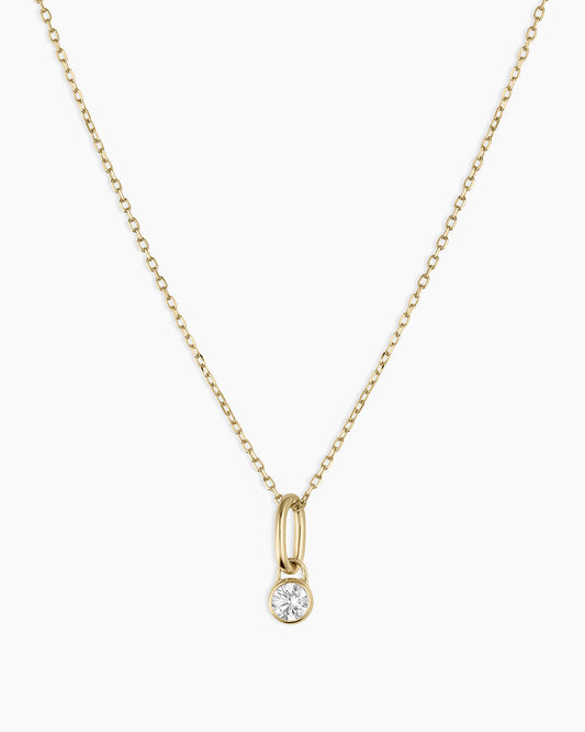 Lab Grown Diamond Halo Charm Necklace || option::14K Solid Gold