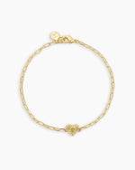 Birthstone Heart Bracelet || option::18K Gold Plated, Peridot - August