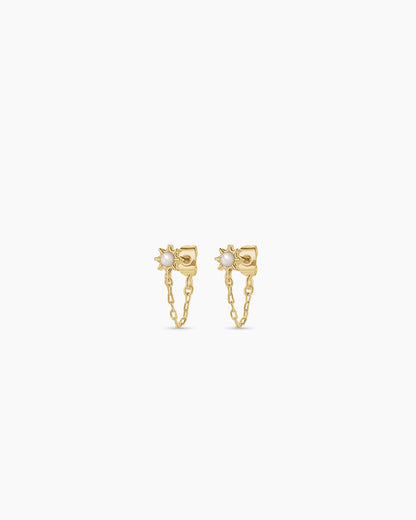 Sun Chain Huggies || option::18K Gold Plated