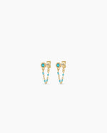 Turquoise Capri Chain Huggies || option::18K Gold Plated