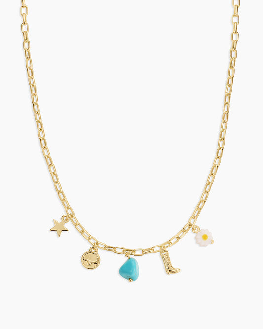 Western Mini Charm Necklace || option::18K Gold Plated