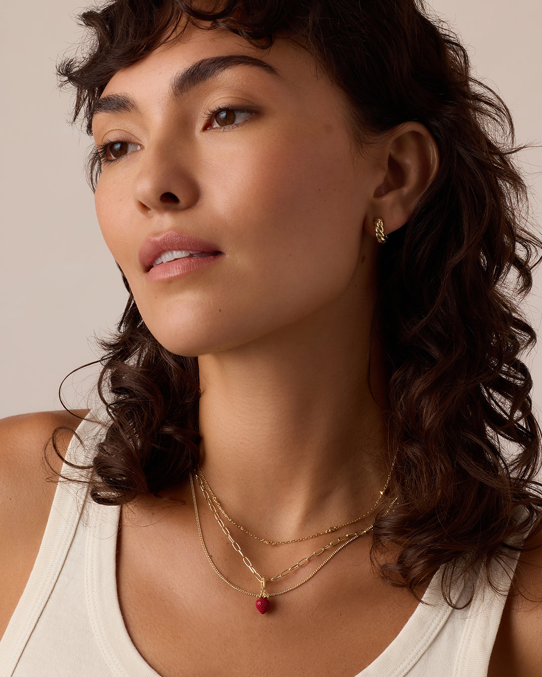 Strawberry Parker Charm || option::18K Gold Plated