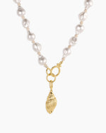 Gold Tulip Shell Charm Necklace || option::18K Gold Plated
