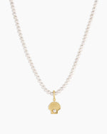 Shell Pearl Charm Necklace || option::18K Gold Plated