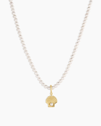 Shell Pearl Charm Necklace || option::18K Gold Plated