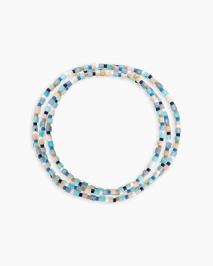 Harbor Bracelet Set || option::18K Gold Plated, Mixed Amazonite