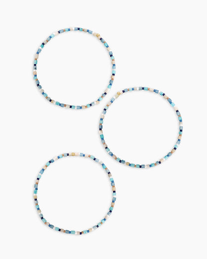Harbor Bracelet Set || option::18K Gold Plated, Mixed Amazonite