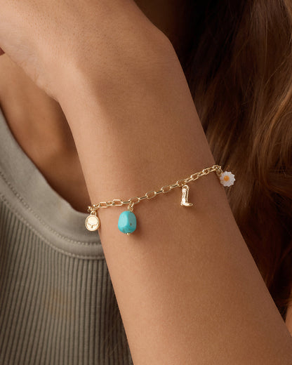 Western Mini Charm Bracelet || option::18K Gold Plated