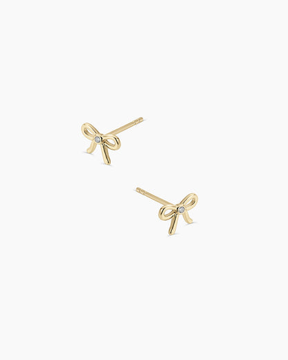 Diamond Put a Bow on it Studs || option::14K Solid Gold