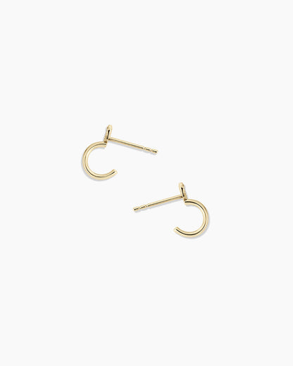Diamond Heart Stud Huggies || option::14K Solid Gold