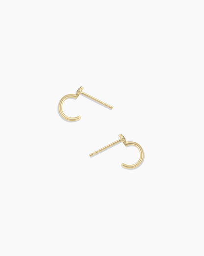 Diamond and Blue Sapphire Evil Eye Stud Huggies || option::14K Solid Gold