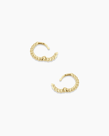 14K Gold Crew Huggies 8mm || option::14K Solid Gold