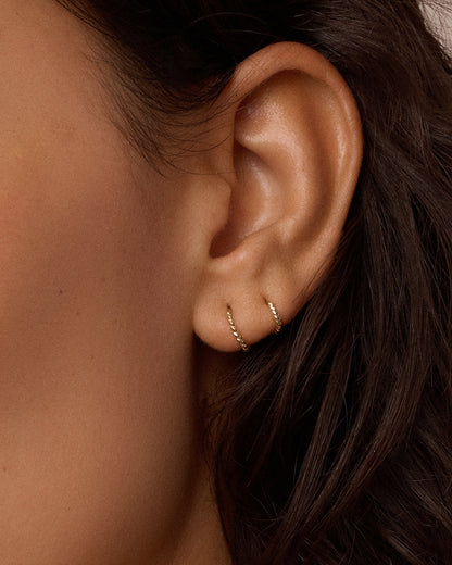 14K Gold Crew Huggies 8mm || option::14K Solid Gold