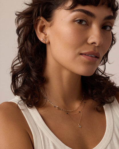 Diamond Pavé Flat Back Single Stud || option::14K Solid Gold
