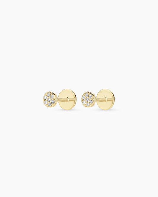 Diamond Pavé Flat Back Studs || option::14K Solid Gold