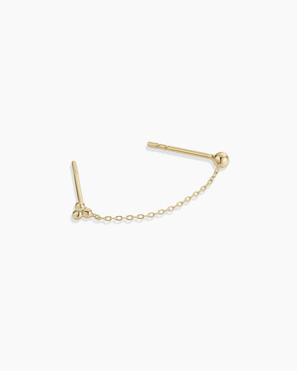 14K Gold Bali Chain Double Stud || option::14K Solid Gold