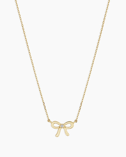 Diamond Put a Bow on it Necklace || option::14K Solid Gold