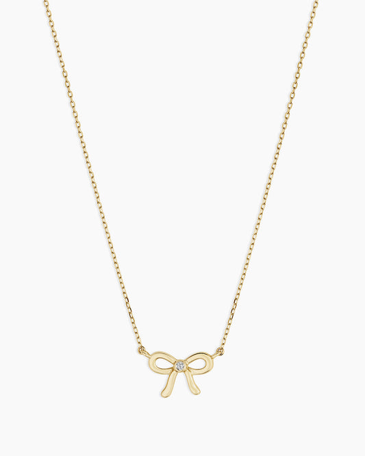 Diamond Put a Bow on it Necklace || option::14K Solid Gold