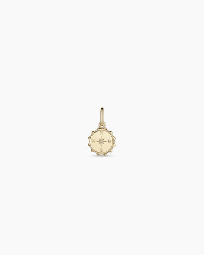 Diamond Compass Charm || option::14K Solid Gold